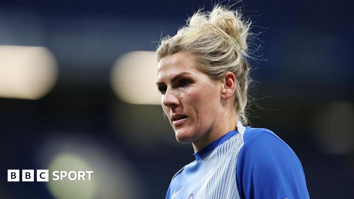 Millie Bright warming up before Chelsea's 1-0 defeat by Everton in the WSL on Sunday