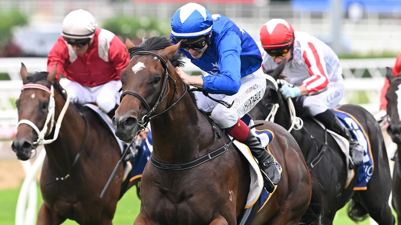 Justin Huxtable guides Zip Lock to victory in the Group 3 BJ McLachlan Stakes at Eagle Farm after picking up the ride on the promising colt. Picture: Trackside Photography