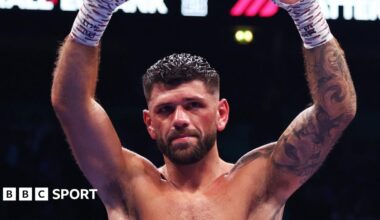 Joe Cordina raises arms aloft in triumph