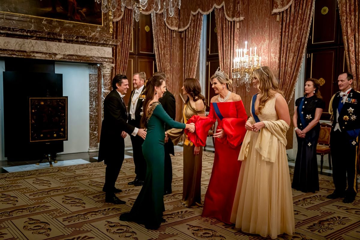Máxima and Amalia of the Netherlands impress with their gala looks featuring sheer details XL sleeves and historic jewels