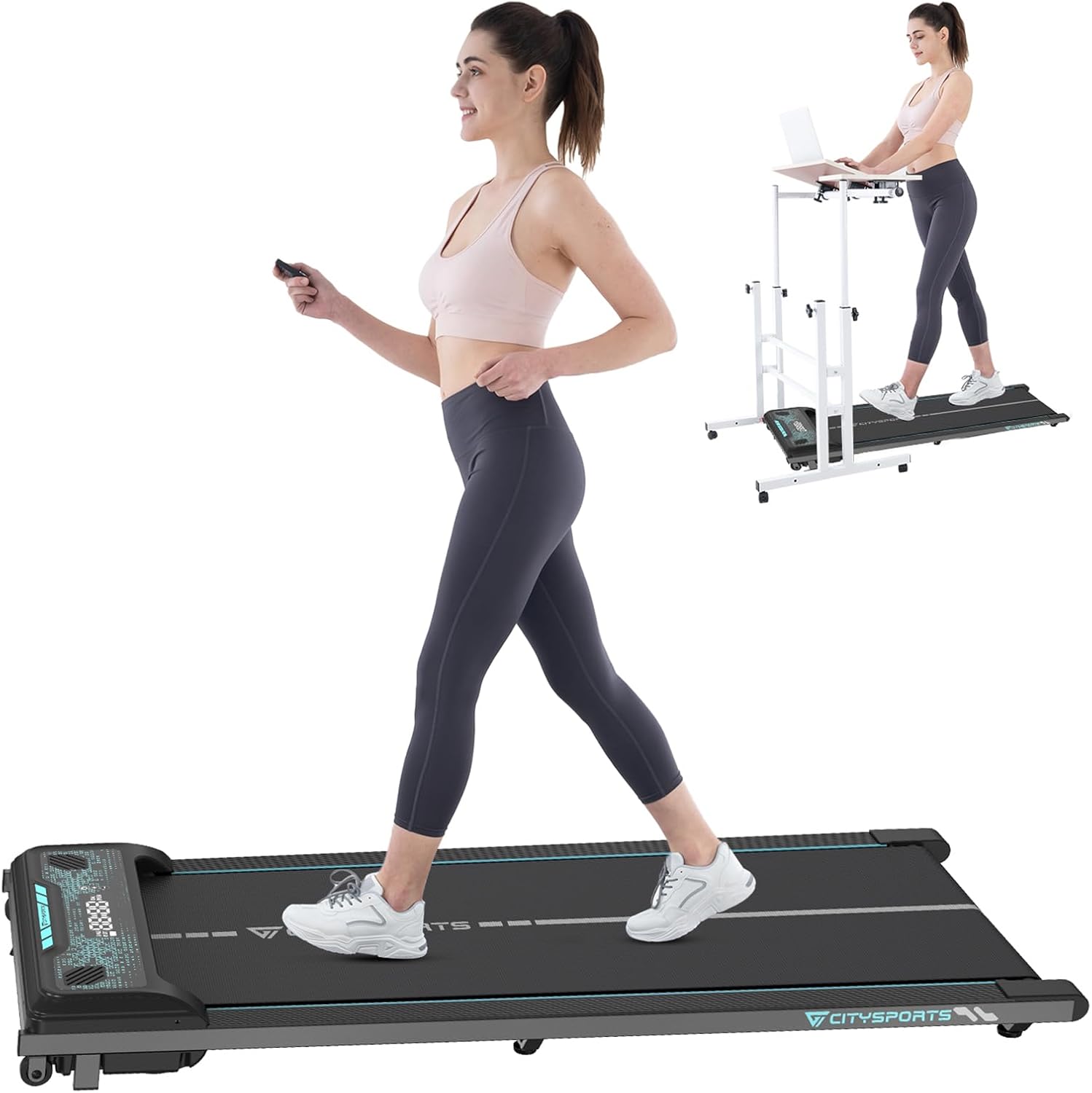 Citysports Treadmills for Home,under Desk Treadmill Ultra Slim Walking Pad With Remote,led Display and Bluetooth Speaker,compact Motorised Treadmill,no Assembly (cs-Wp6)