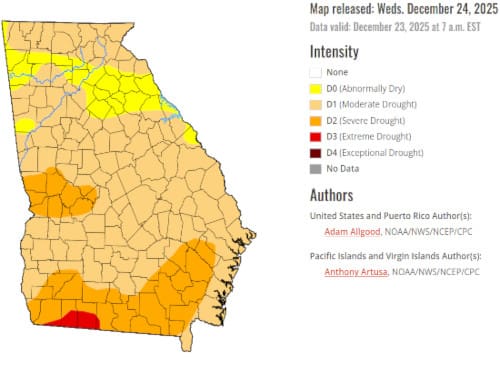 Christmas week sees return of drought conditions for Northeast Georgia
