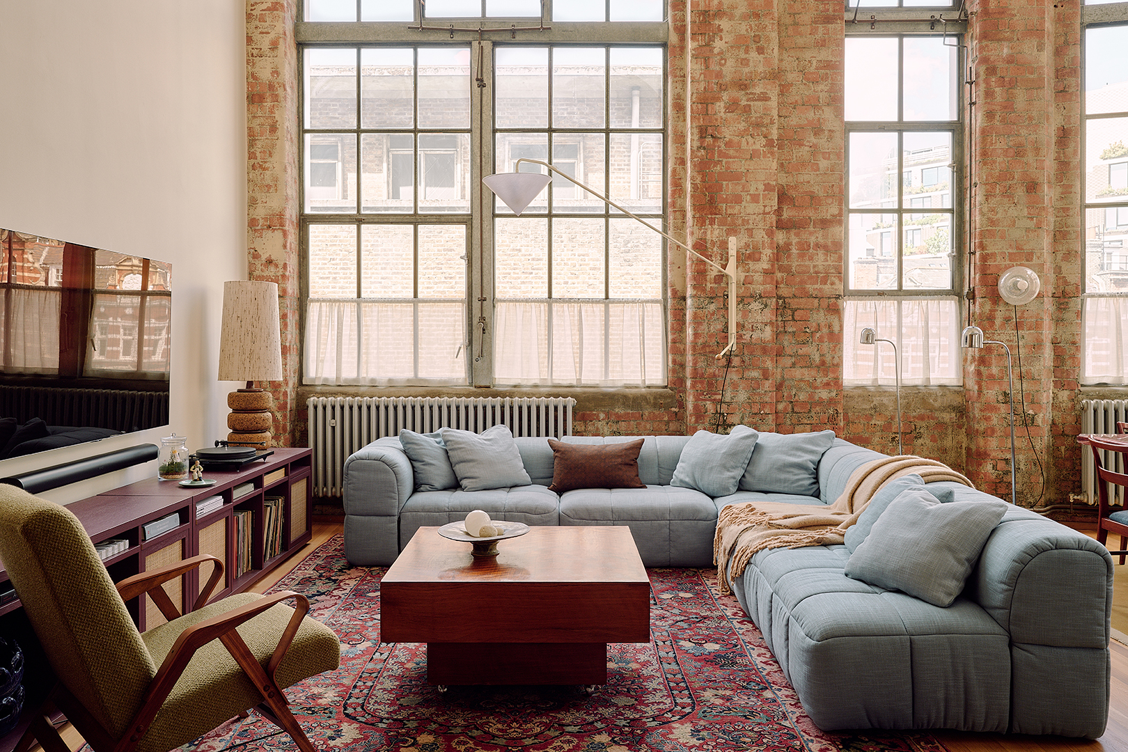 blue living room sofa