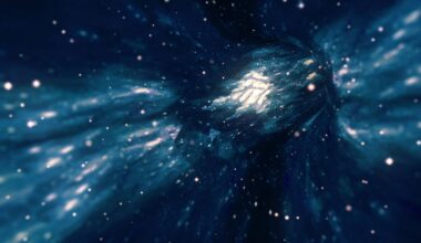 Interstellar lightspeed space travel in hyperspace wormhole portal with stars