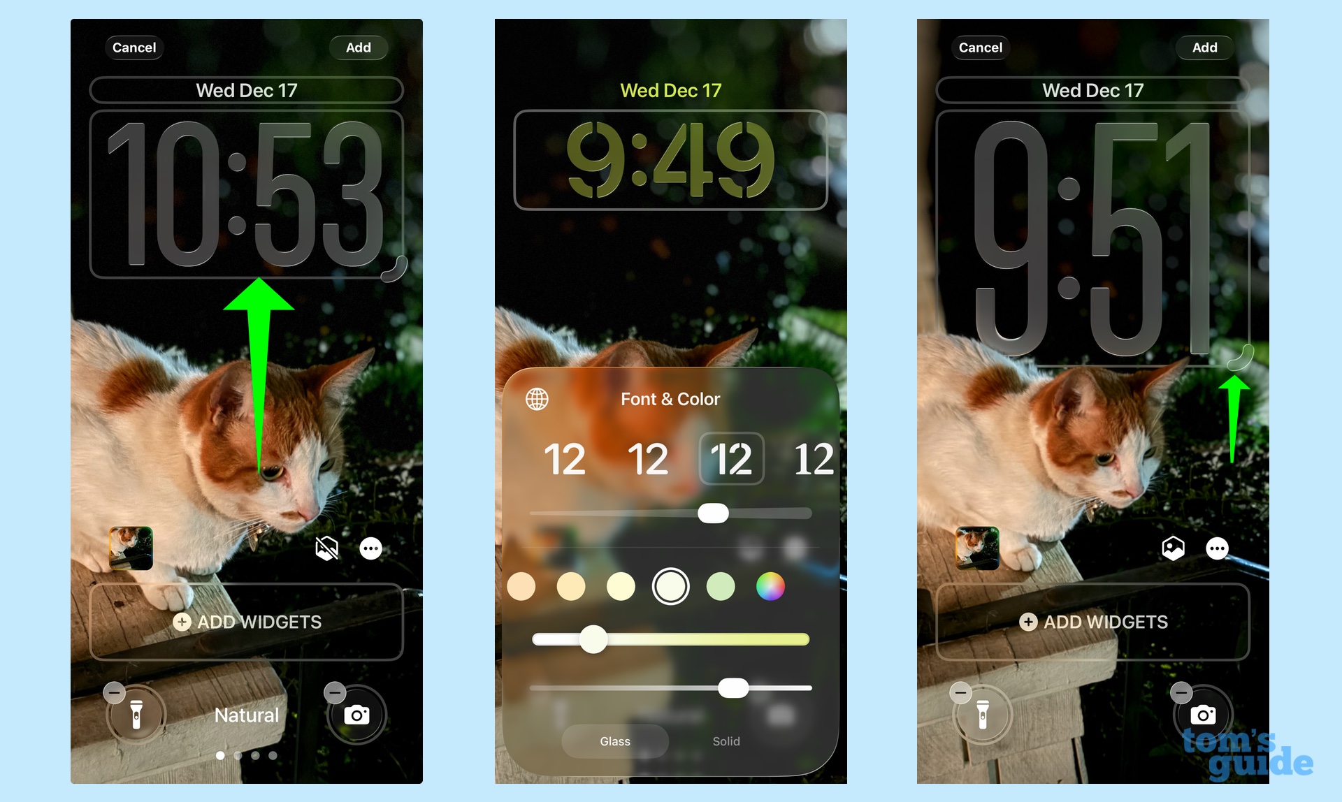 Adjust the clock color, size and transparency on ios 26.2 lock screen