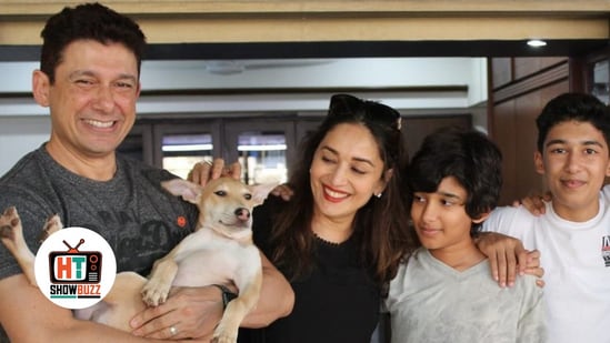 Madhuri Dixit with husband, Dr Sriram Nene, and sons Arin and Ryan.