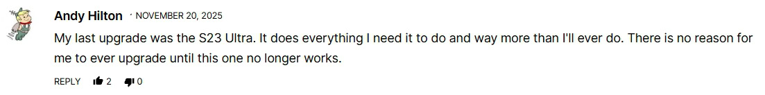 Reader comments on upgrading from Galaxy S23 Ultra (2) Reader comments on upgrading from Galaxy S23 Ultra (2)