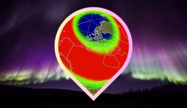 graphic detailing which 17 us states the northern lights might be visible from tonight.