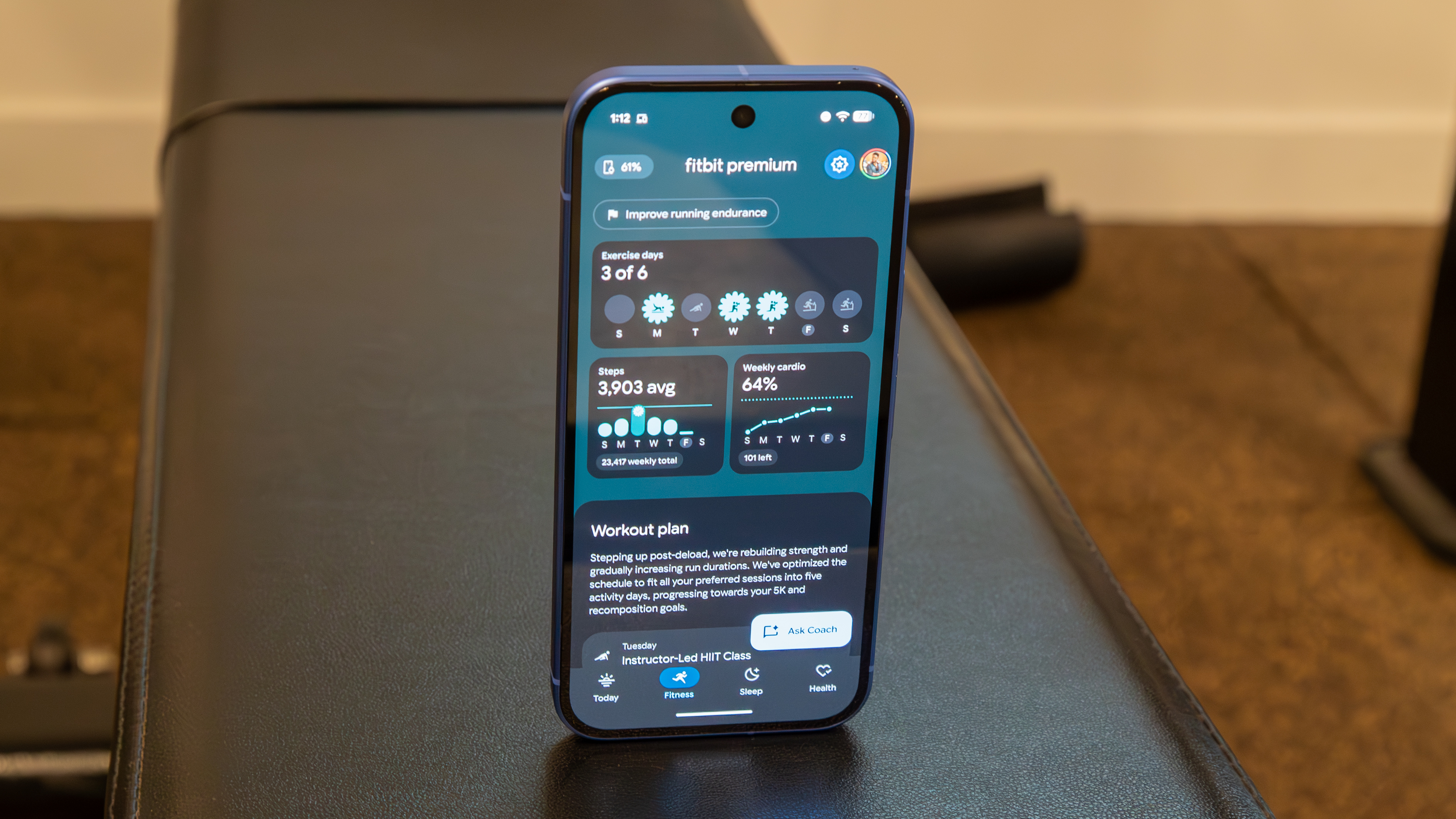 Fitbit personal health coach Fitness tab