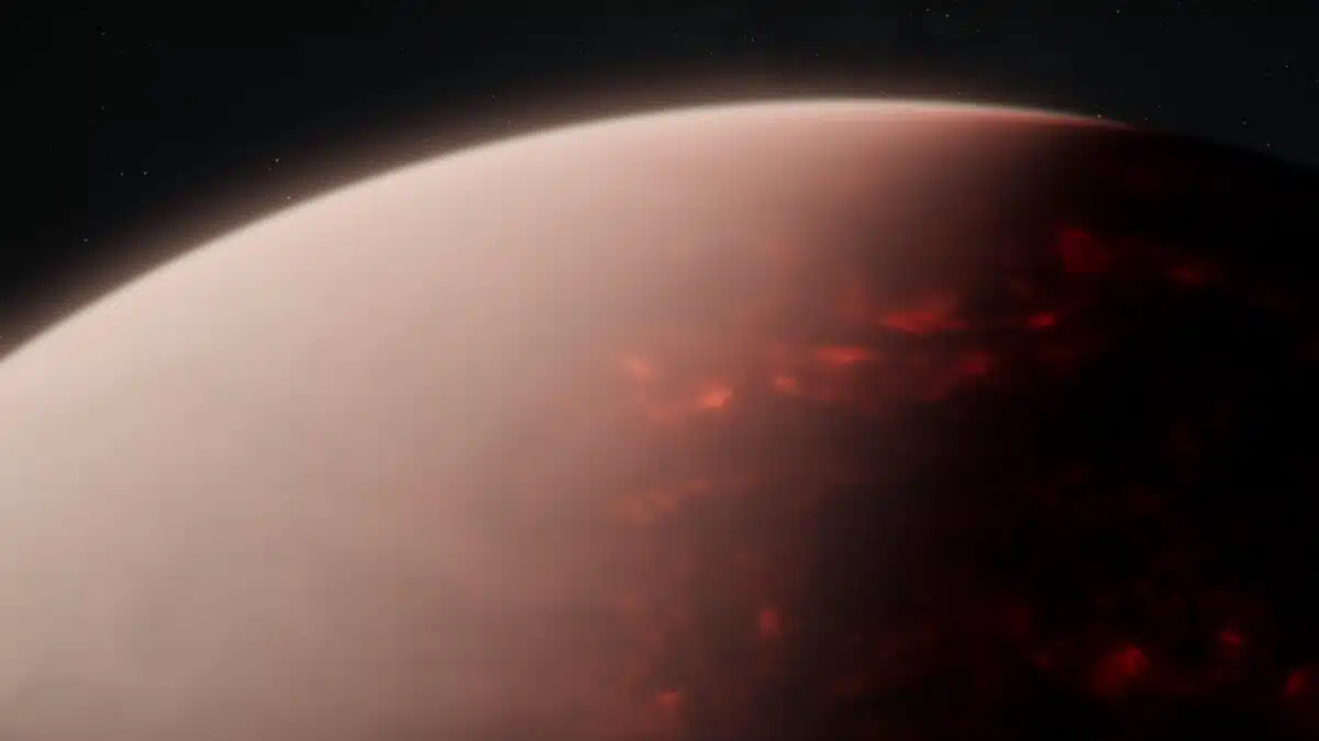 This Conceptual Image Depicts A Possible View Of Toi 561 B, Featuring A Dense Atmosphere Hovering Above A Global Magma Ocean.