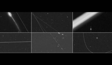 Satellite trails seen in Hubble Space Telescope images taken between 2002 and 2021