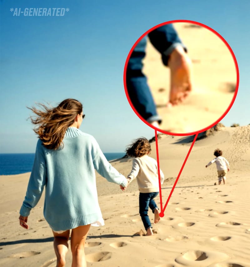 An AI-generated photo of a child with six toes on TrumpRx.gov.