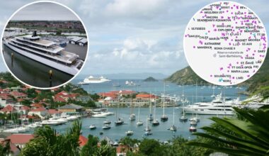 Superyacht owned by New Zealand’s richest man Graeme Hart anchors at St Barts island for New Year’s Eve celebrations