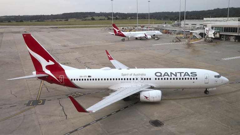 A Qantas jet arrives at Melbourne's Tullamarine Airport in Melbourne, Australia in 2023.