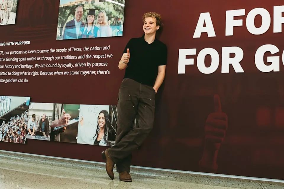 Aiden Ross/Instagram Aiden Ross at Texas A&M University in December 2025.