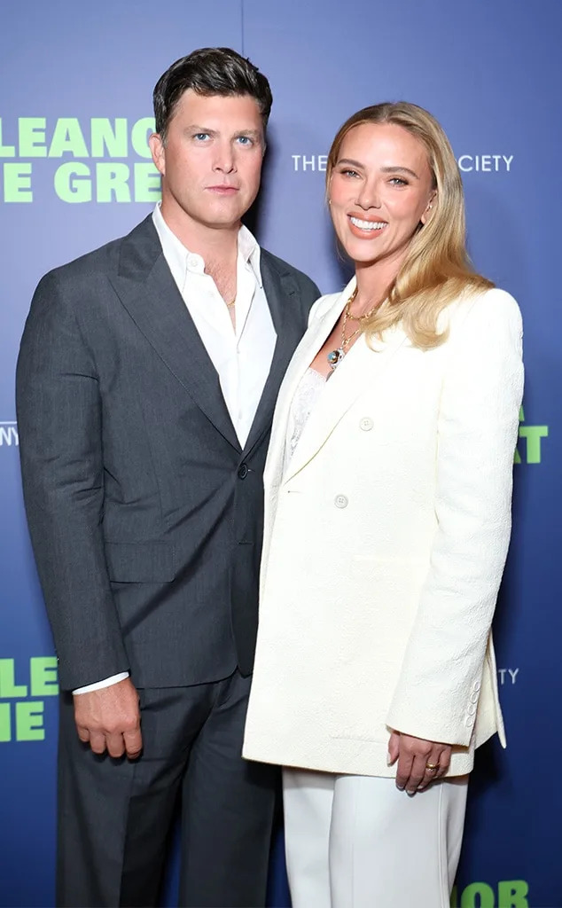 Colin Jost and Scarlett Johansson attend as Sony Pictures Classics and The Cinema Society host a special screening of "Eleanor the Great" at Village East Cinema on September 24, 2025 in New York City.
