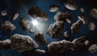 An Asteroid Belt In The Inner Part Of Deep Space, Against A Backdrop Of Stars.