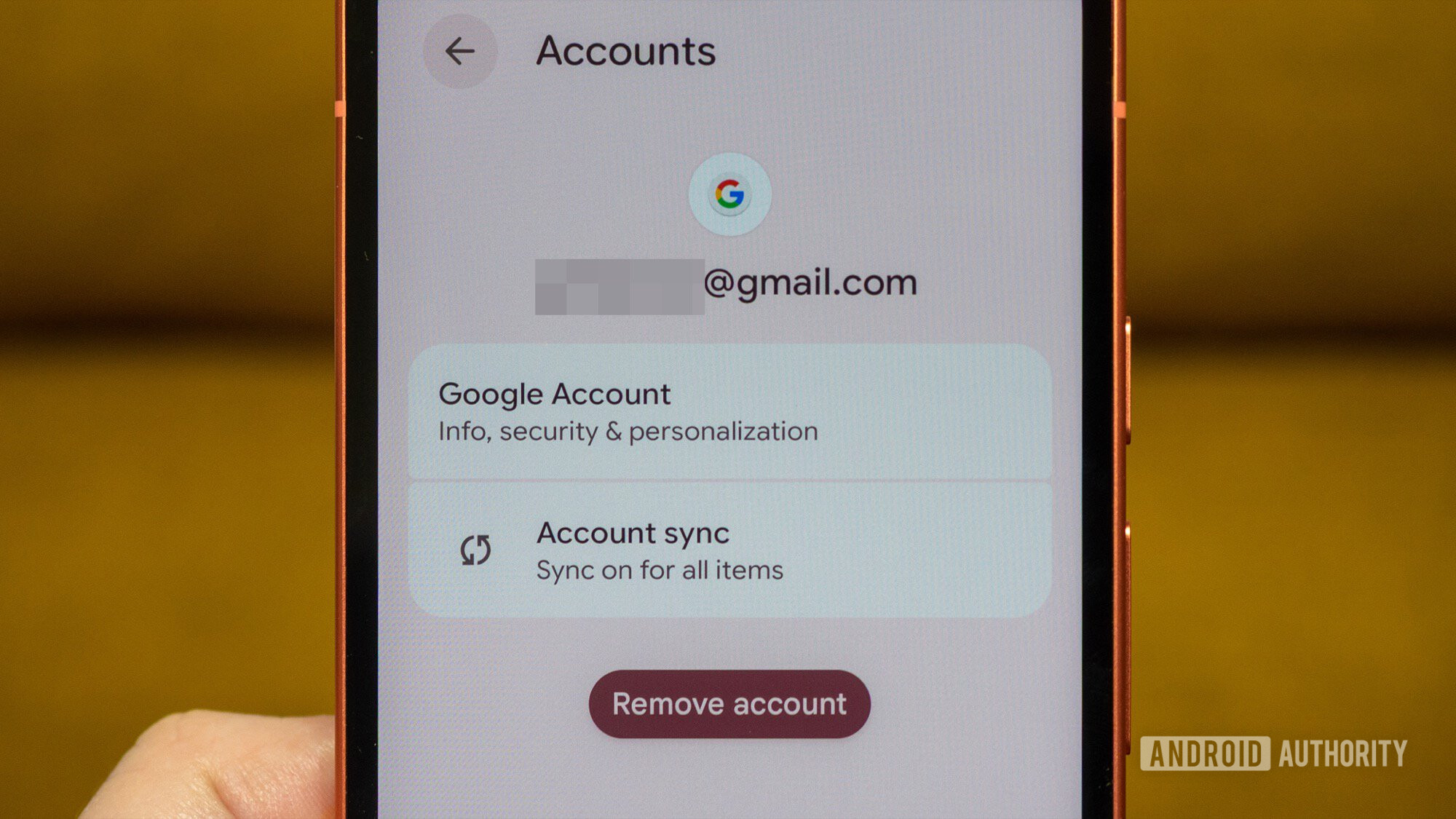 android phone google account sync remove
