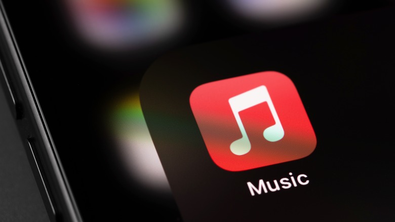 An app icon of Apple Music app on a screen