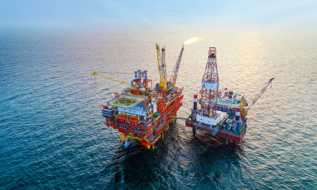 A CNOOC oilfield in Bohai Sea Photo: Courtesy of CNOOC