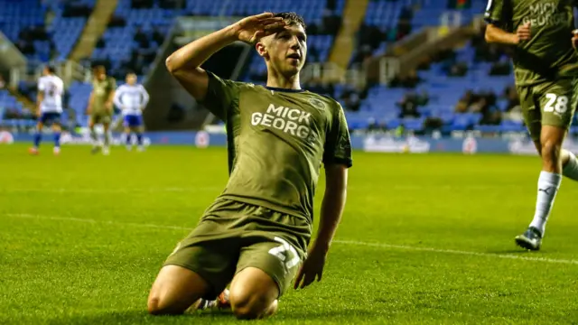 Harry Leonard celebrates for Peterborough