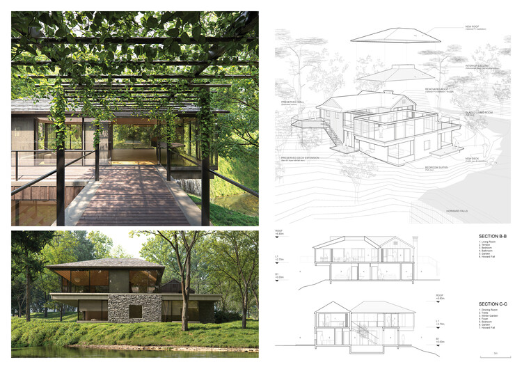 Howard Waterfall Retreat Competition: Buildner’s Winners Explore Multigenerational Living and Topography - Image 16 of 41