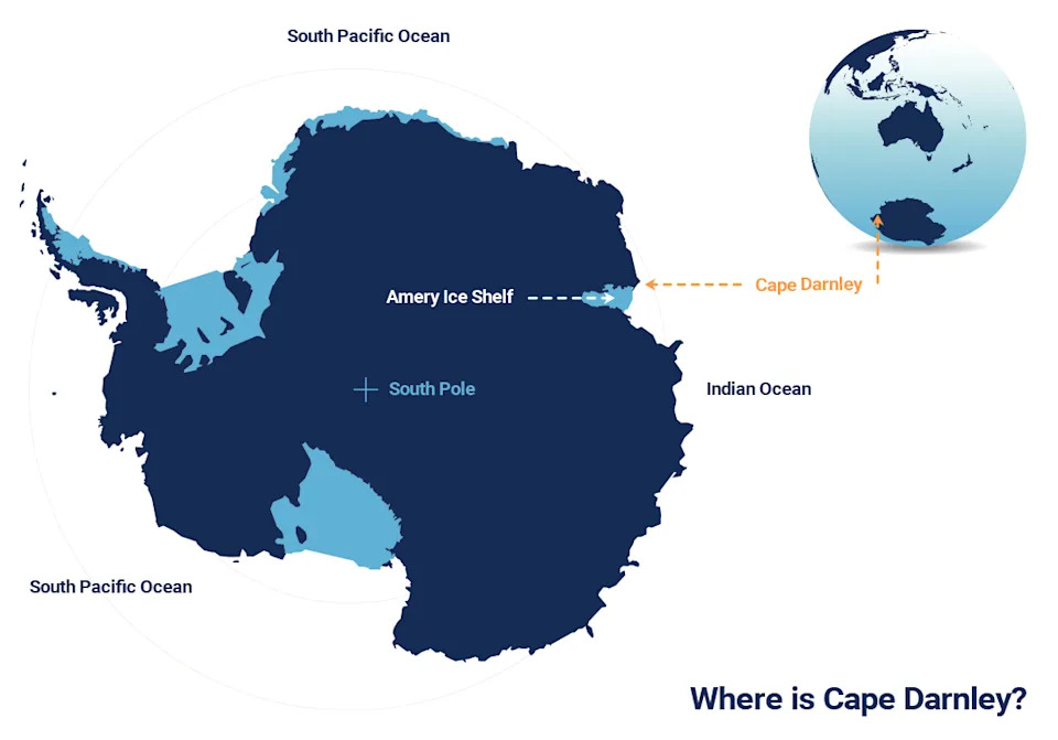A map showing Cape Darnley.