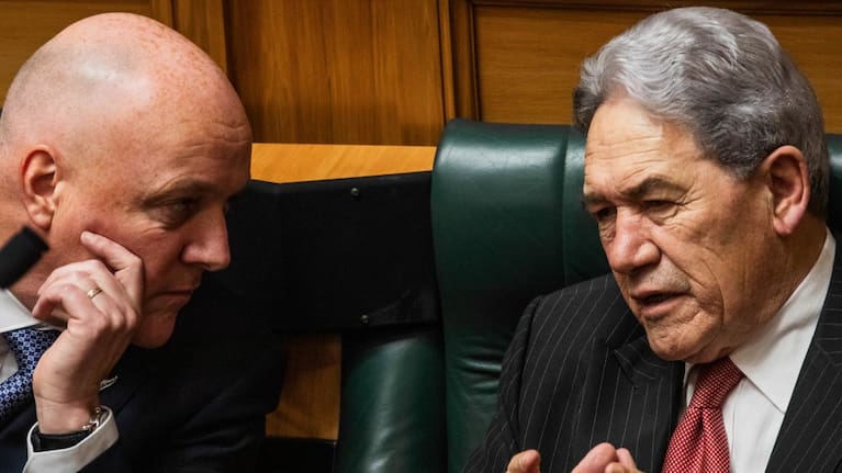 Christopher Luxon and Winston Peters. Photo: RNZ / Samuel Rillstone