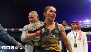 Cris Cyborg after beating Larissa Pacheco in October 2024