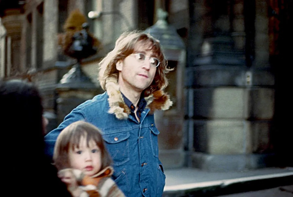 John Lennon and his son Sean in NYC in 1977. Getty Images