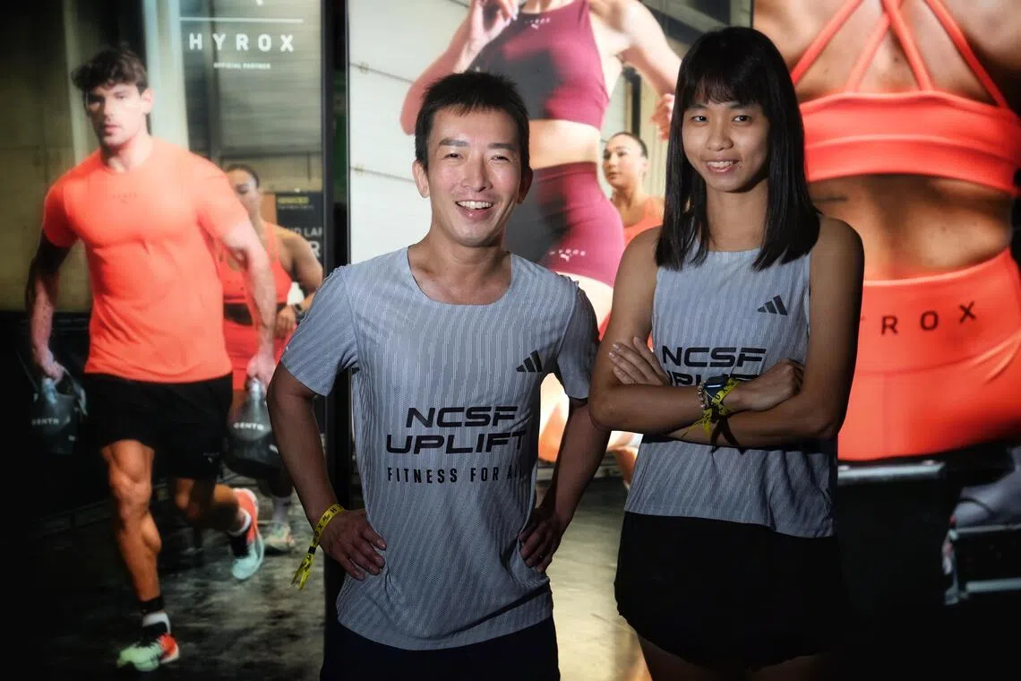 From left: Visually impaired athletes Dennard Lee and Valerie Ng who will be competing in the Adaptive Division of Hyrox photographed on Nov 29, 2025.