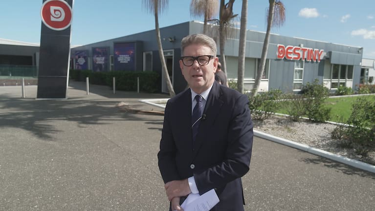 John Campbell outside Destiny Church in Auckland.