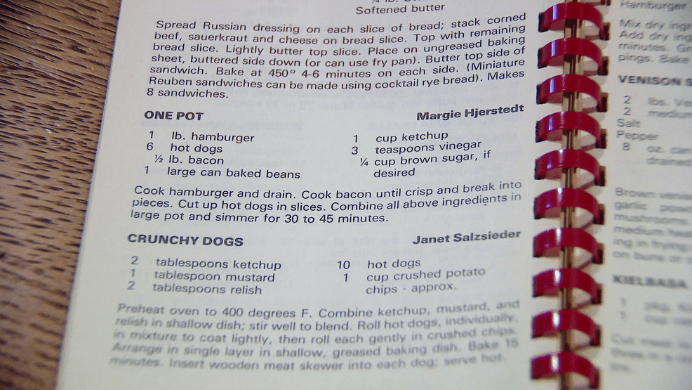 Some recipes within the WNAM cookbook. December 18, 2025. (WLUK/Austin Roth)