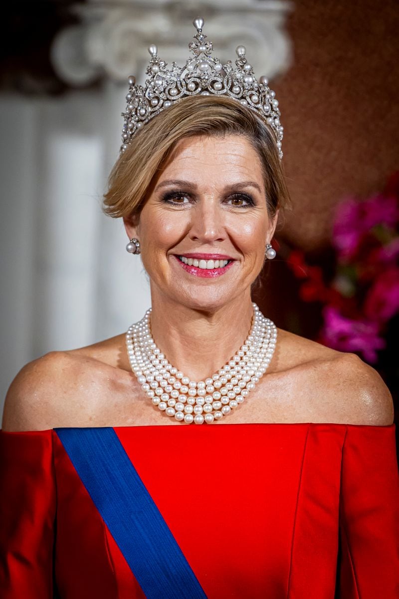 AMSTERDAM, NETHERLANDS - DECEMBER 11: Queen Maxima of The Netherlands attends a state banquet offered to President Alexander Stubb of Finland at the Royal Palace Amsterdam on December 11, 2025 in Amsterdam, Netherlands. The Finish president brings a two day state visit to The Netherlands. (Photo by Patrick van Katwijk/WireImage)