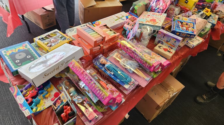 Families are able to select one large toy, one smaller toy per child, plus a book and a range of 'stocking stuffers'.