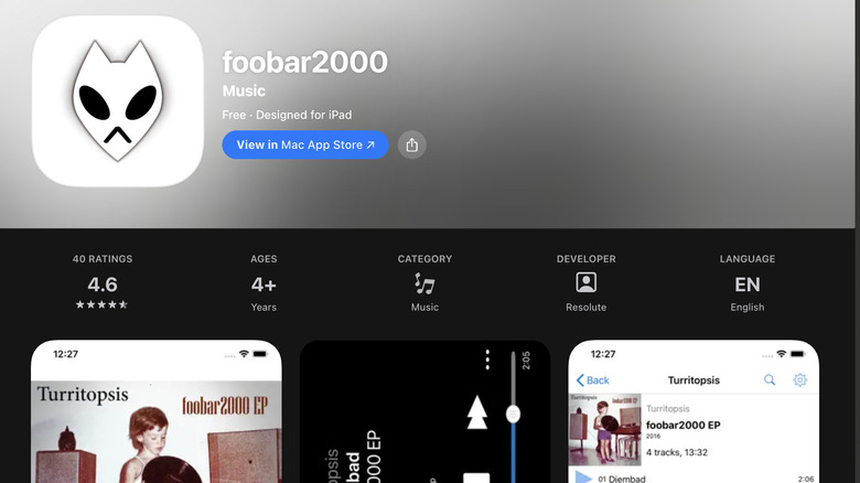 A picture of Foobar2000 app on Apple App Store