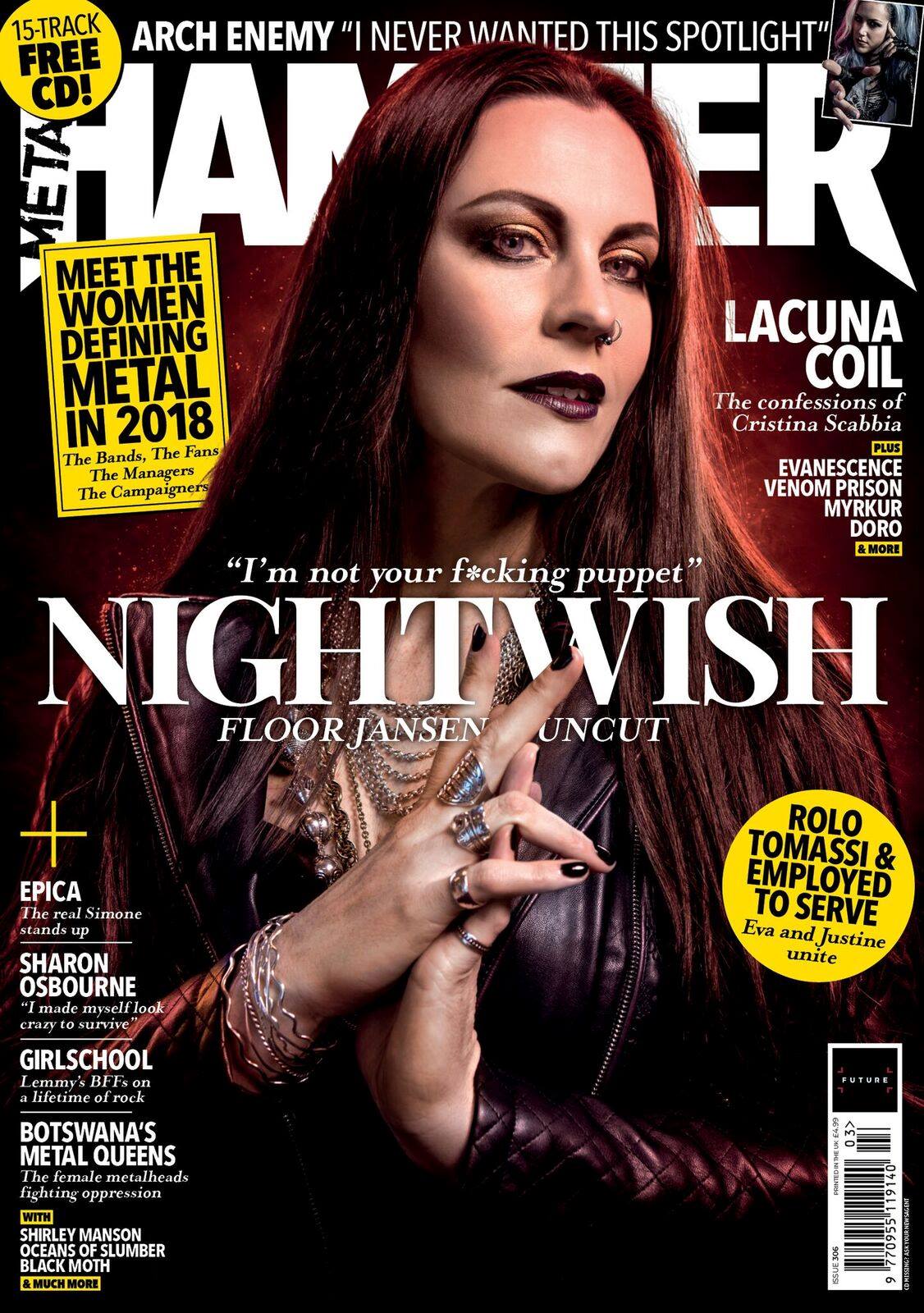 Metal Hammer issue 306 cover featuring FLoor Jansen on Nightwish