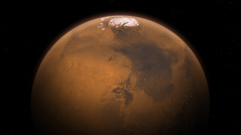 Mars image showing polar ice cap