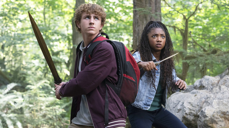Walker Scobell as Percy and Leah Sava Jeffries as Annabeth in Season 2 of Percy Jackson and the Olympians on Disney+