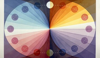 an abstract work by Field Kallop with circles and lines delineating a smooth gradient of color