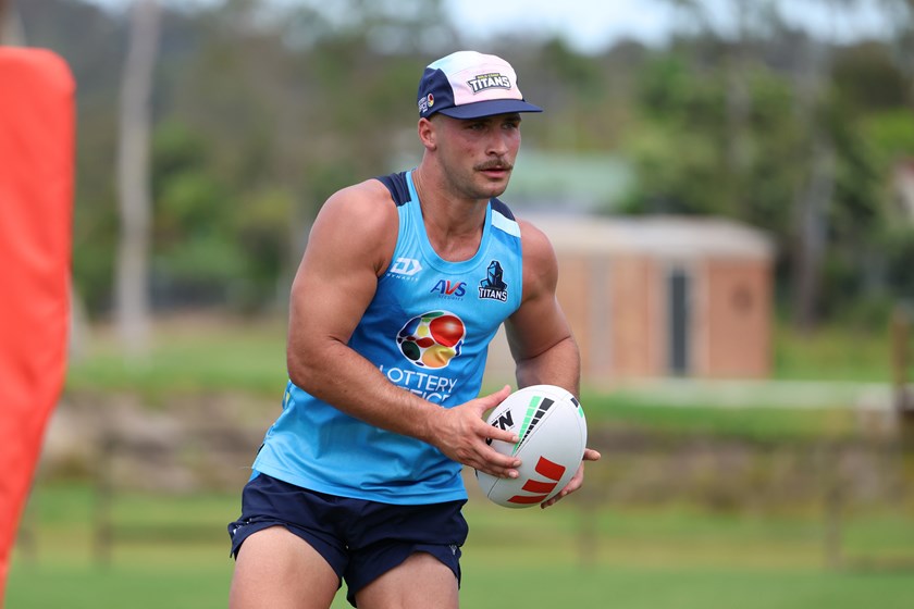 Lachlan Ilias at Titans pre-season training.
