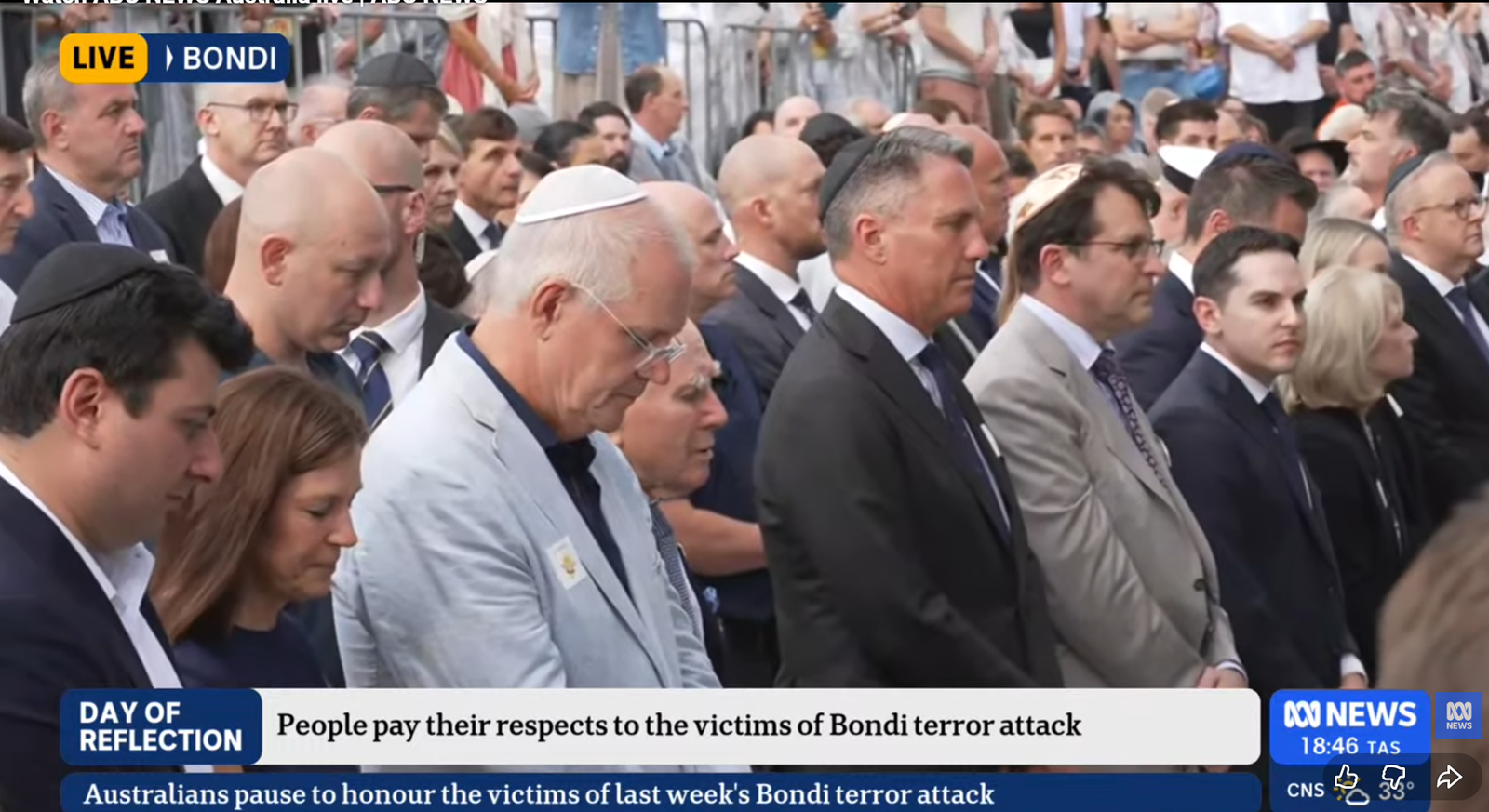 richard marles in a crowd of mourners