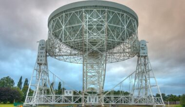 The Lovell Radio Telescope at Jodrell Bank Observatory, near Goostrey, Cheshire, England. Credit: Mike Peel; Jodrell Bank Centre for Astrophysics, University of Manchester