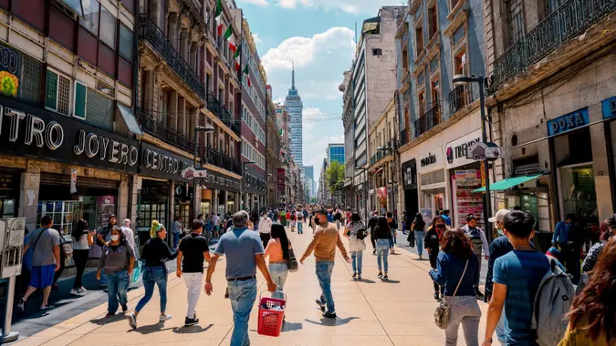 Madero Street in Mexico City, Mexico as a potential vacation destination or retirement spot, stock photo