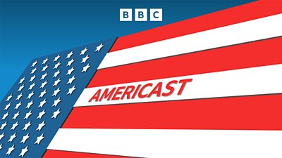Americast is written in red on a white stripe of the flag of the United States of America