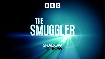 Artwork for Shadow World The Smuggler featuring block text against a ray of light. 
