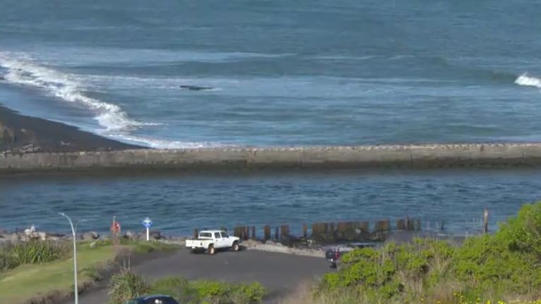 Pātea River mouth and bar pictured in south Taranaki earlier this year.
