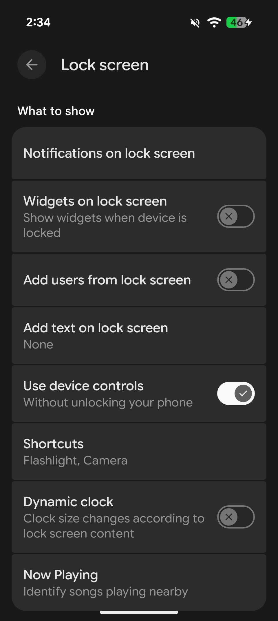 Lock screen settings in Android 16 QPR2 with Lock screen widgets option