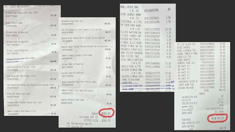 A couple of Letitia's receipt from November (the crossed out items aren't Christmas shopping.)