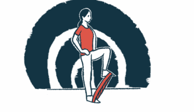 A person exercises using a resistance band.